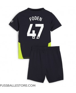 Günstige Manchester City Phil Foden #47 Auswärts Trikotsatzt Kinder 2024-25 Kurzarm (+ Kurze Hosen)